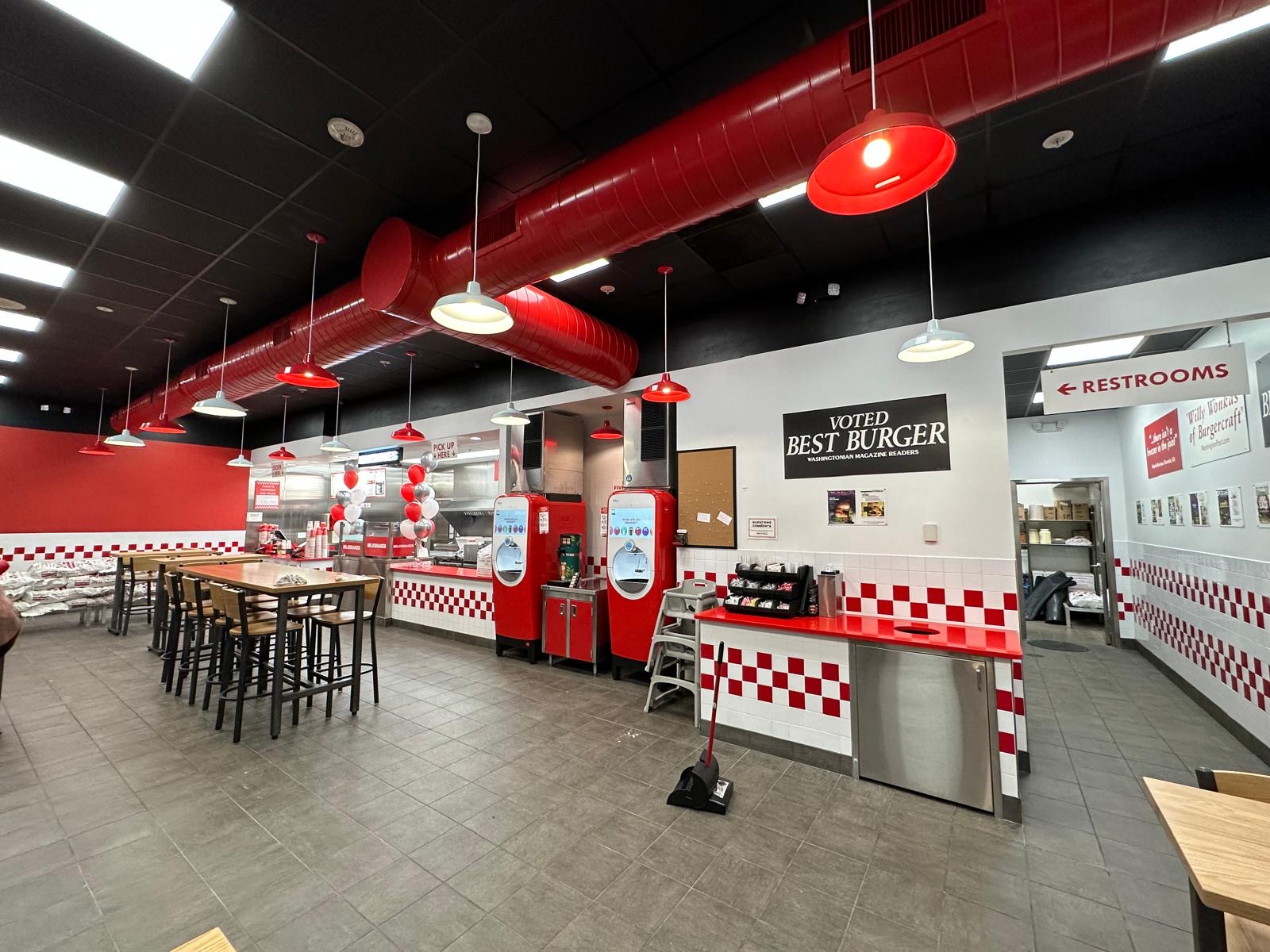 Five Guys restaurant dining area — commercial tenant improvement